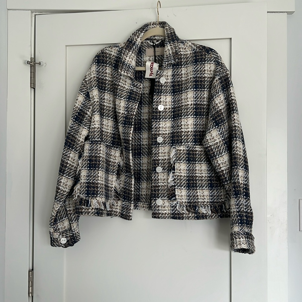 Multi colored light weight tweed jacket